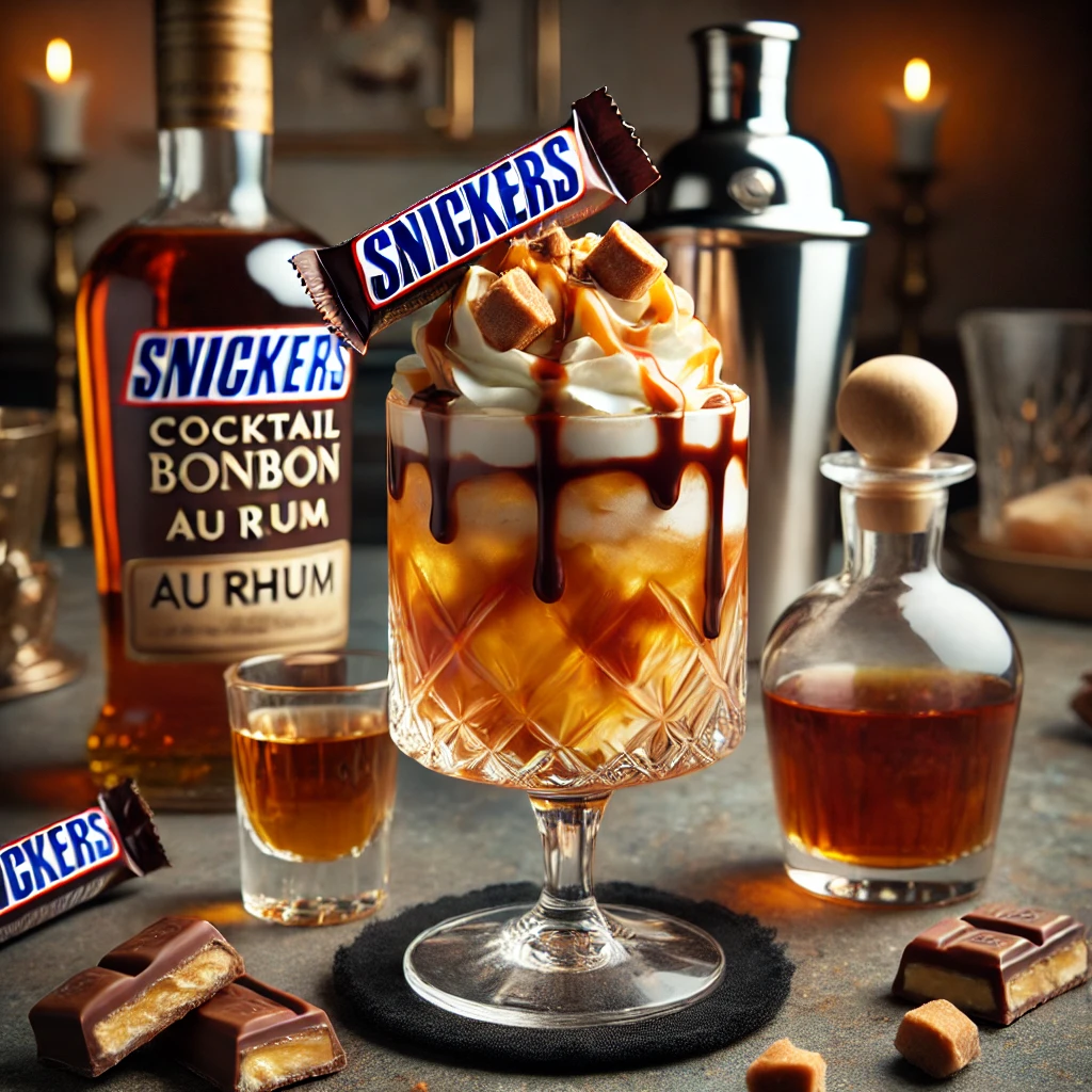 Recette du cocktail bonbon Snickers au rhum