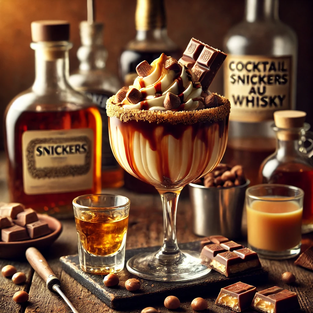 Recette du cocktail bonbon snickers au whisky